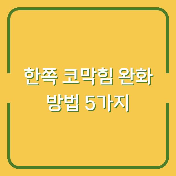 한쪽 코막힘 완화 방법 5가지