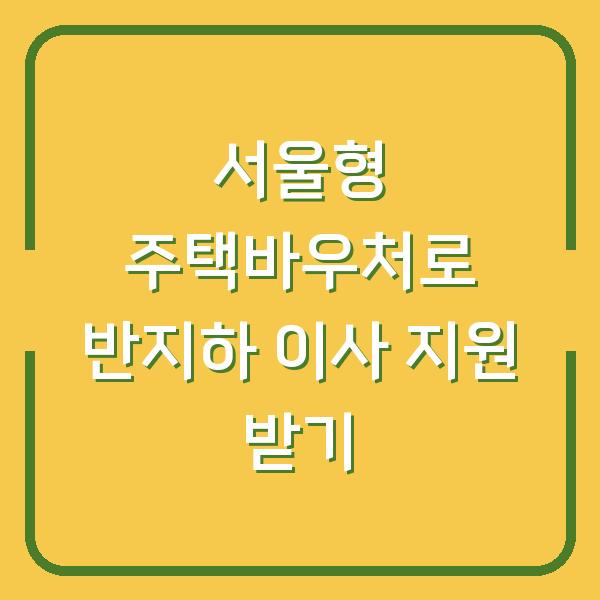 서울형 주택바우처로 반지하 이사 지원 받기