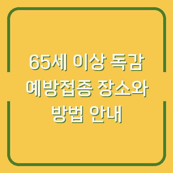 65세 이상 독감 예방접종 장소와 방법 안내