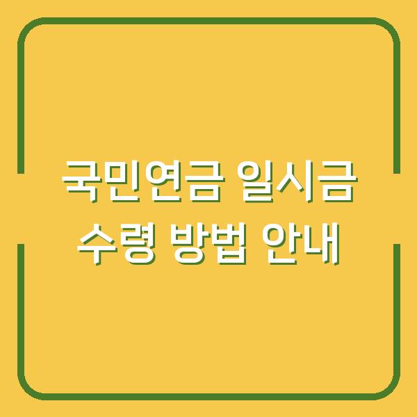 국민연금 일시금 수령 방법 안내