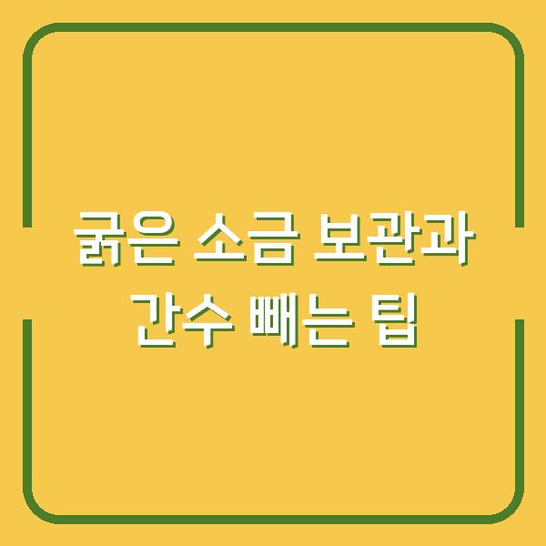 굵은 소금 보관과 간수 빼는 팁