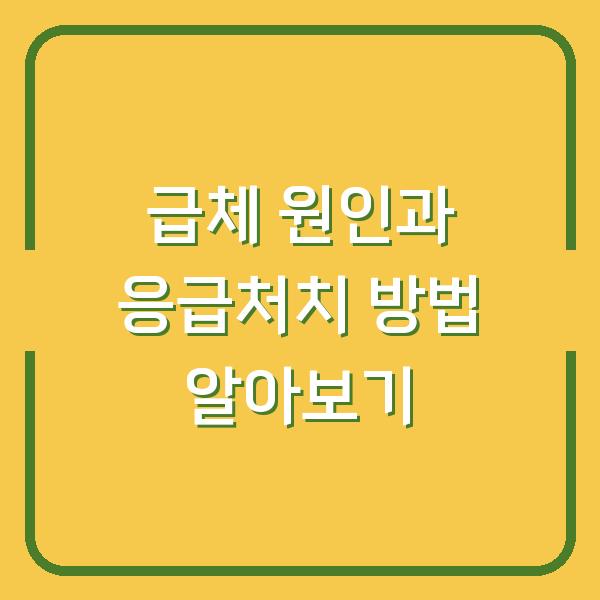 급체 원인과 응급처치 방법 알아보기