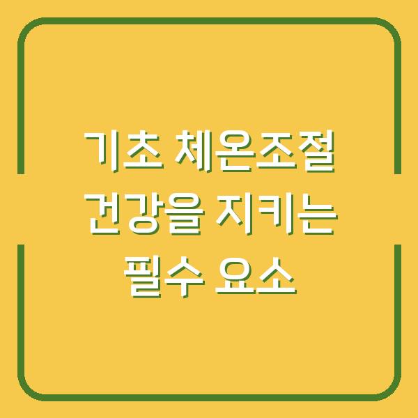 기초 체온조절 건강을 지키는 필수 요소