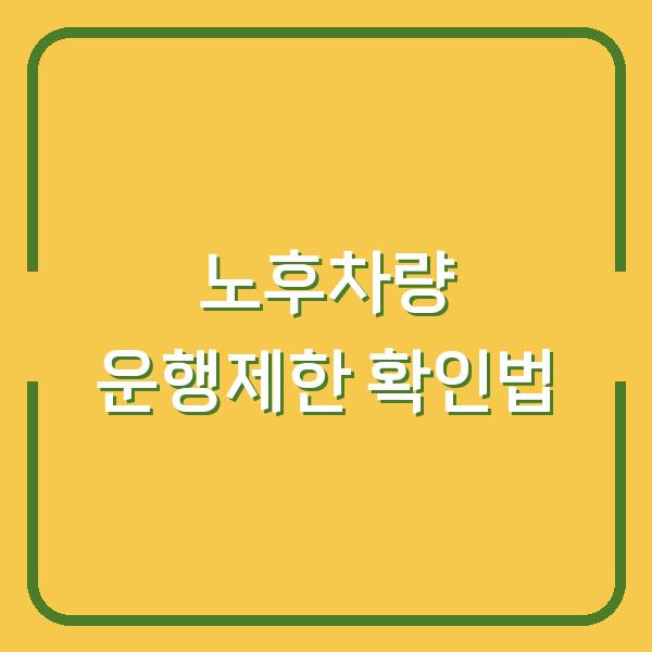 노후차량 운행제한 확인법