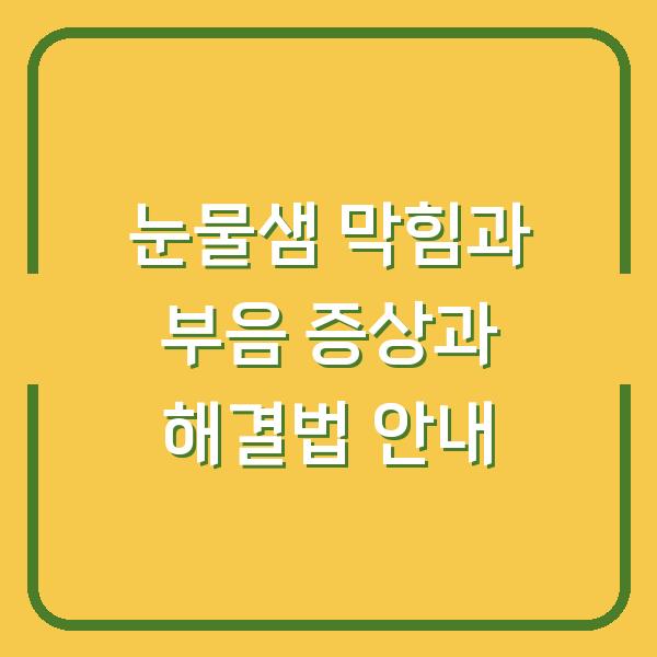 눈물샘 막힘과 부음 증상과 해결법 안내