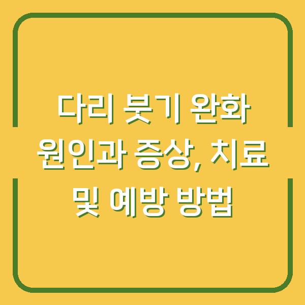 다리 붓기 완화 원인과 증상, 치료 및 예방 방법