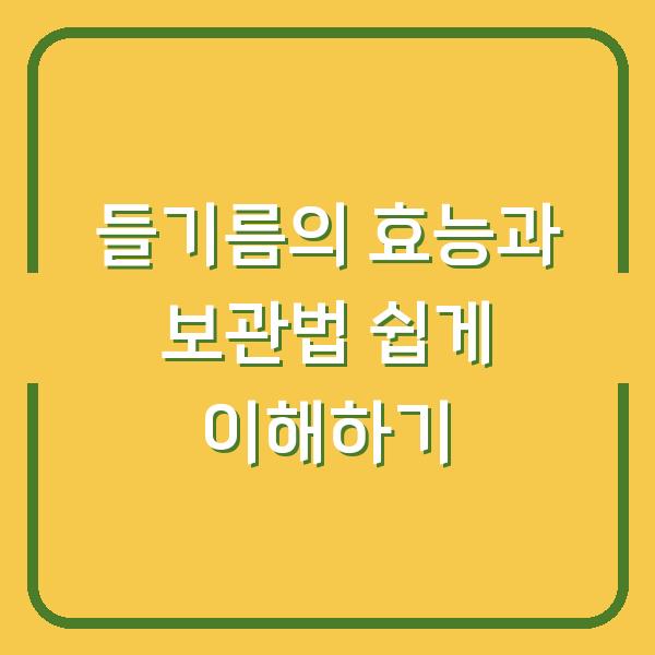 들기름의 효능과 보관법 쉽게 이해하기