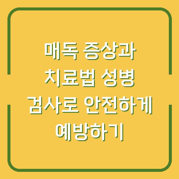 매독 증상과 치료법 성병 검사로 안전하게 예방하기