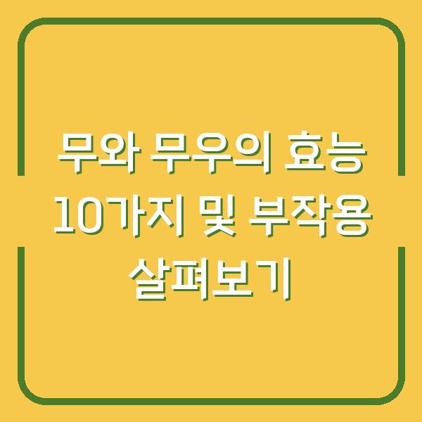 무와 무우의 효능 10가지 및 부작용 살펴보기