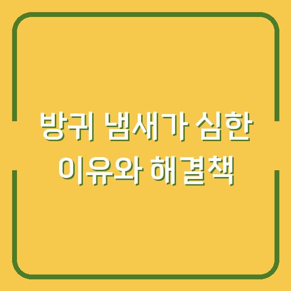 방귀 냄새가 심한 이유와 해결책