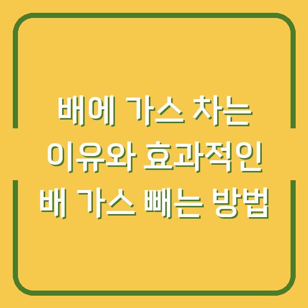 배에 가스 차는 이유와 효과적인 배 가스 빼는 방법