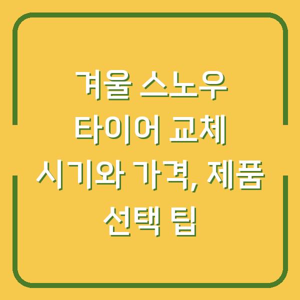 겨울 스노우 타이어 교체 시기와 가격, 제품 선택 팁