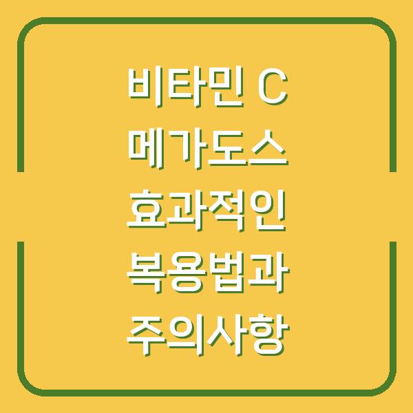 비타민 C 메가도스 효과적인 복용법과 주의사항