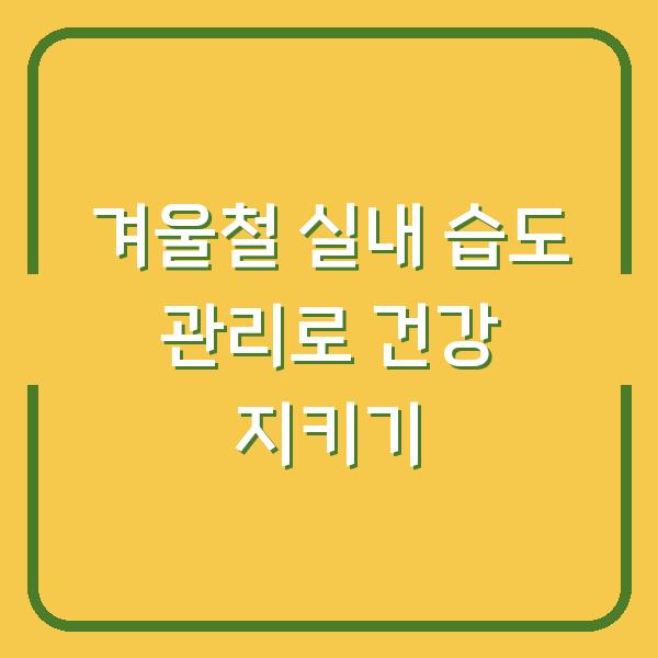 겨울철 실내 습도 관리로 건강 지키기