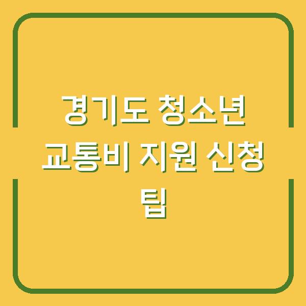 경기도 청소년 교통비 지원 신청 팁