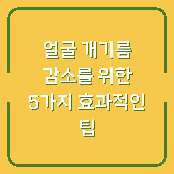 얼굴 개기름 감소를 위한 5가지 효과적인 팁