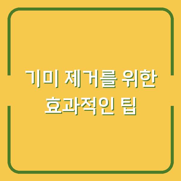 기미 제거를 위한 효과적인 팁