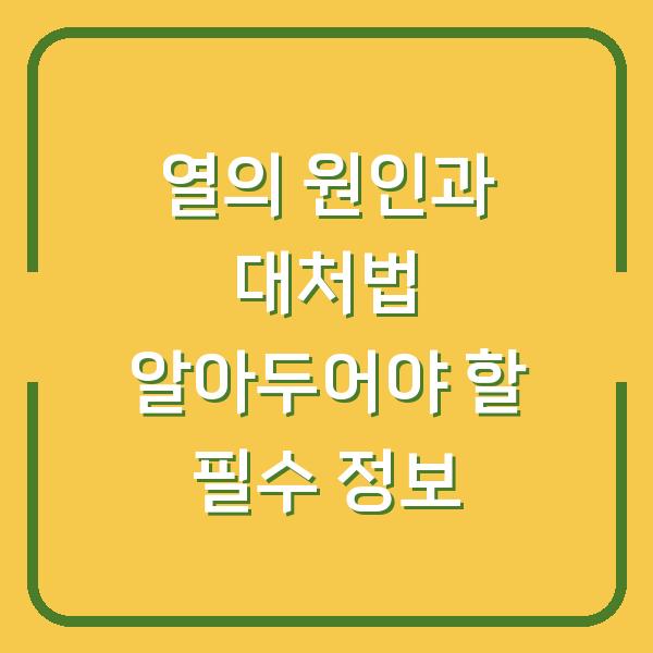 열의 원인과 대처법 알아두어야 할 필수 정보