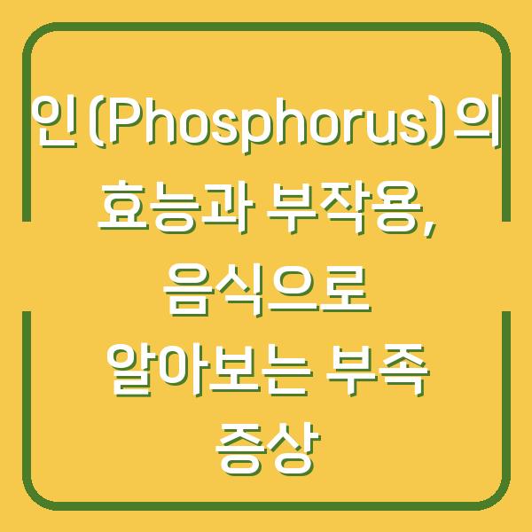 인(Phosphorus)의 효능과 부작용, 음식으로 알아보는 부족 증상