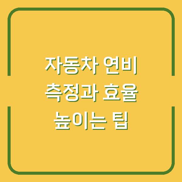 자동차 연비 측정과 효율 높이는 팁