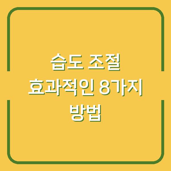 습도 조절 효과적인 8가지 방법