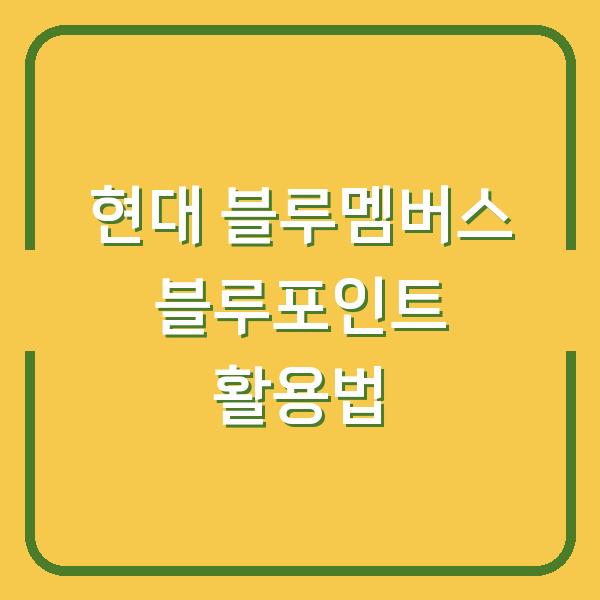 현대 블루멤버스 블루포인트 활용법