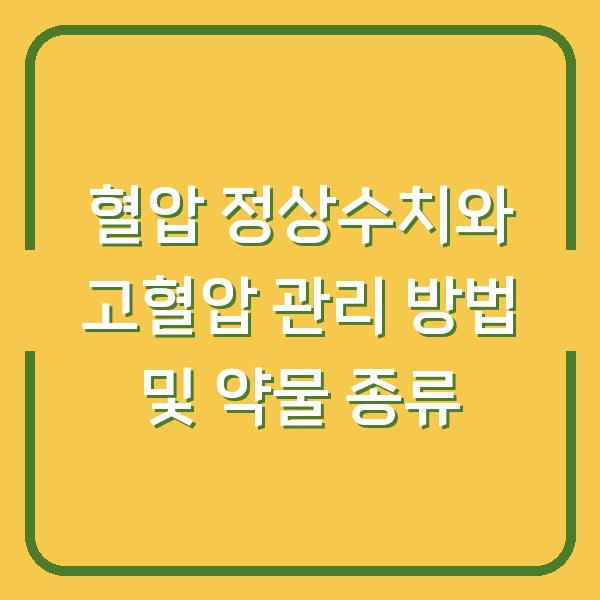 혈압 정상수치와 고혈압 관리 방법 및 약물 종류