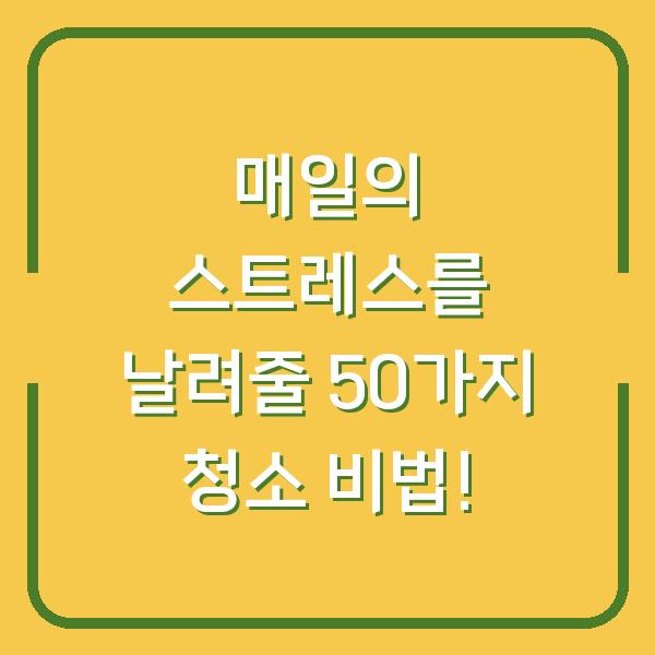 매일의 스트레스를 날려줄 50가지 청소 비법!