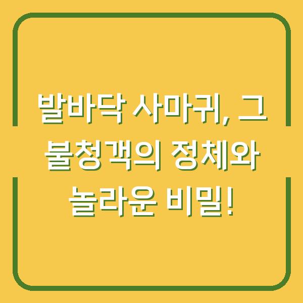발바닥 사마귀, 그 불청객의 정체와 놀라운 비밀!