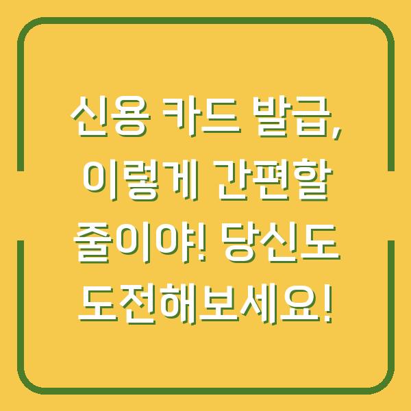 신용 카드 발급, 이렇게 간편할 줄이야! 당신도 도전해보세요!