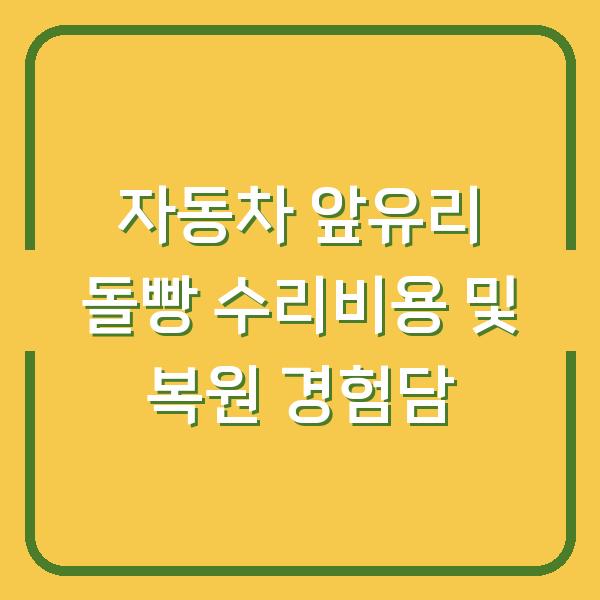 자동차 앞유리 돌빵 수리비용 및 복원 경험담