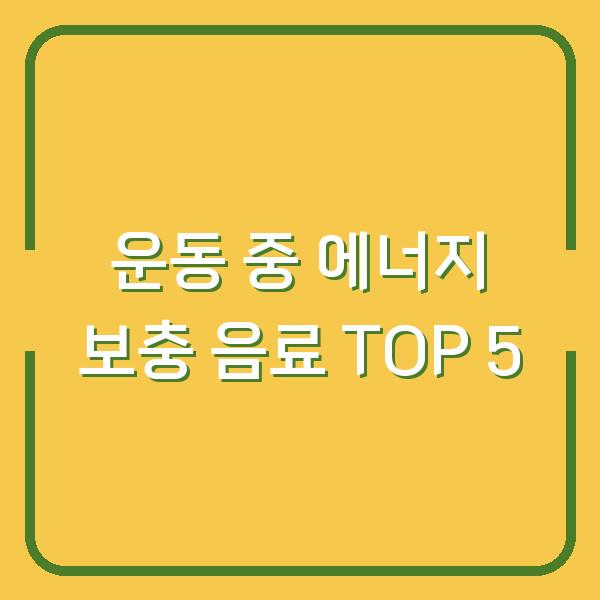 운동 중 에너지 보충 음료 TOP 5