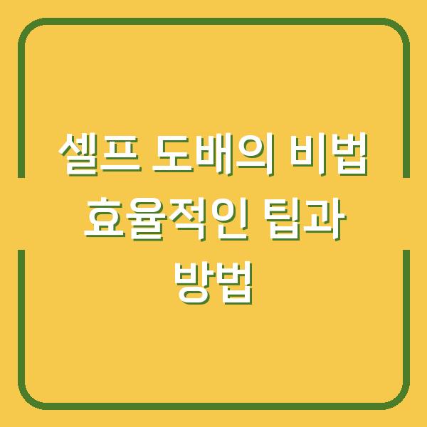 셀프 도배의 비법 효율적인 팁과 방법