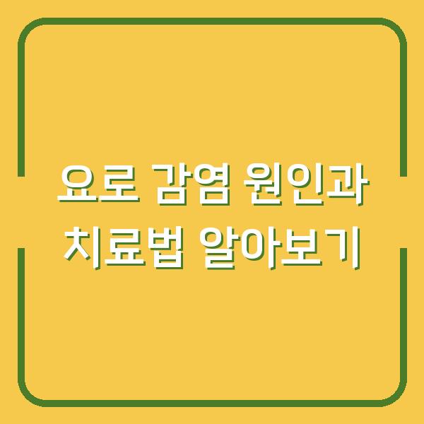 요로 감염 원인과 치료법 알아보기