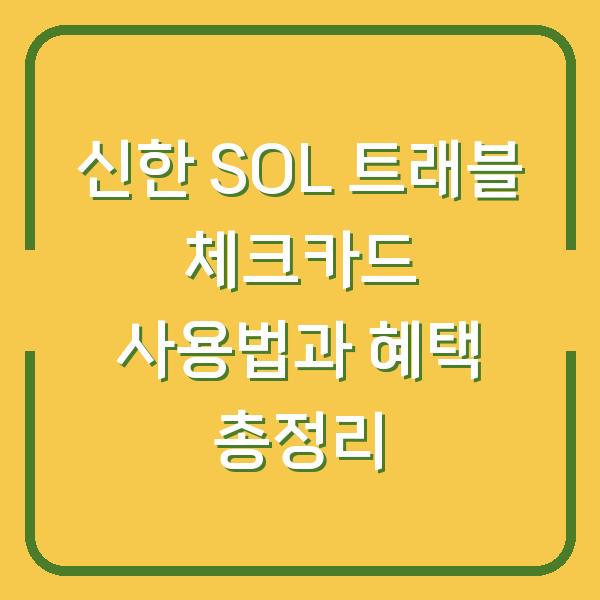 신한 SOL 트래블 체크카드 사용법과 혜택 총정리