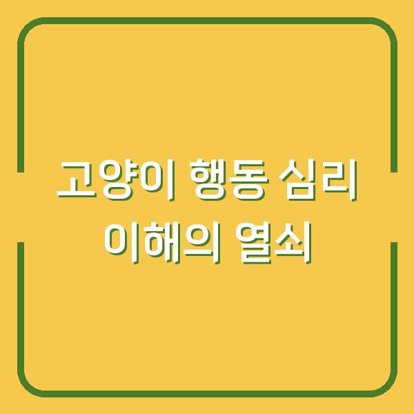 고양이 행동 심리 이해의 열쇠