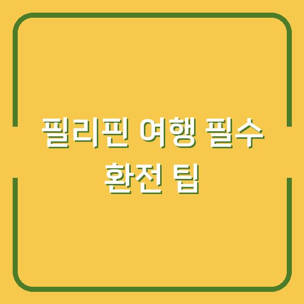 필리핀 여행 필수 환전 팁