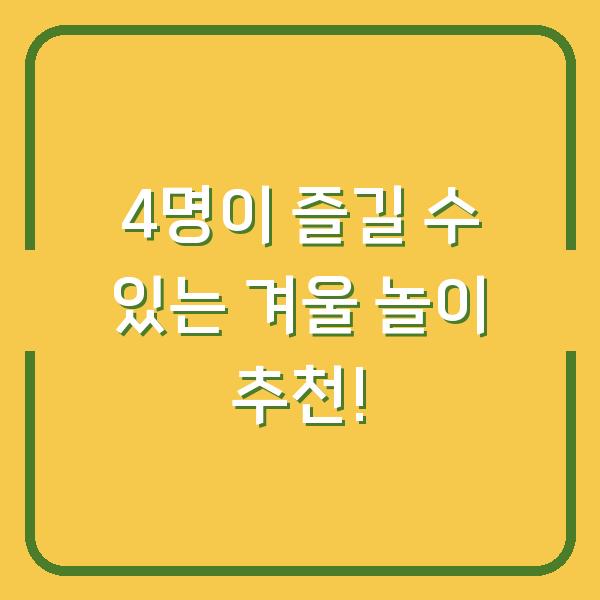 4명이 즐길 수 있는 겨울 놀이 추천!