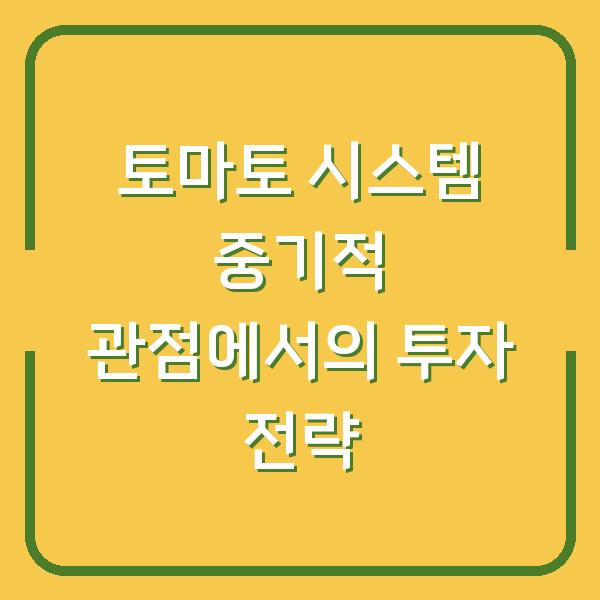 토마토 시스템 중기적 관점에서의 투자 전략