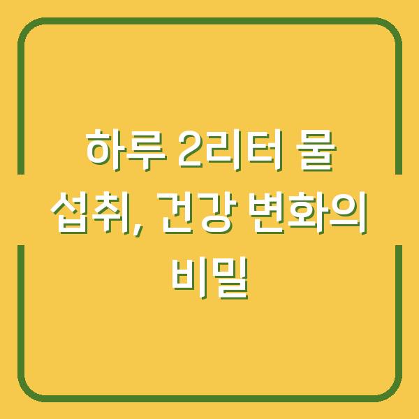 하루 2리터 물 섭취, 건강 변화의 비밀