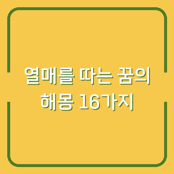 열매를 따는 꿈의 해몽 16가지