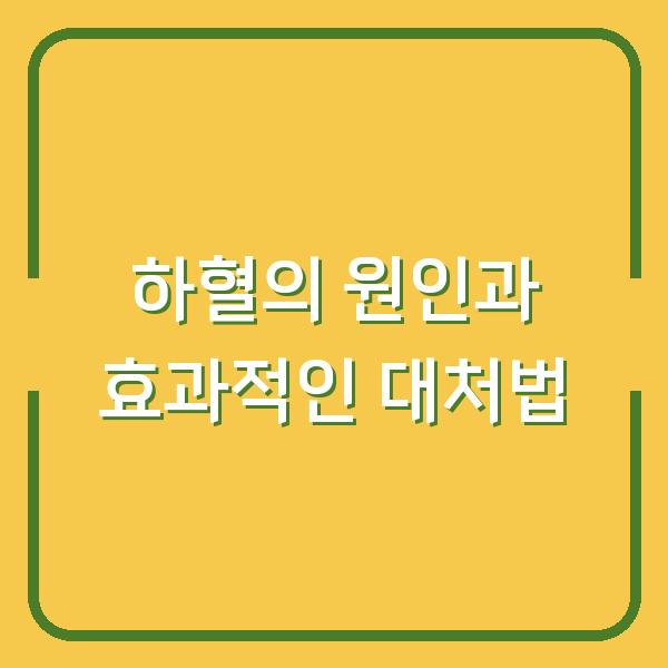 하혈의 원인과 효과적인 대처법