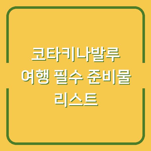 코타키나발루 여행 필수 준비물 리스트