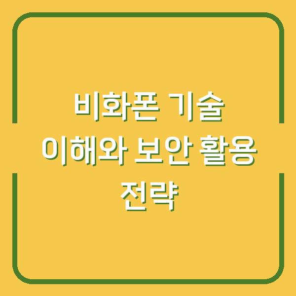 비화폰 기술 이해와 보안 활용 전략