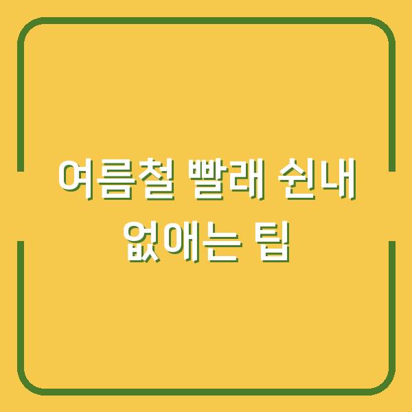 여름철 빨래 쉰내 없애는 팁