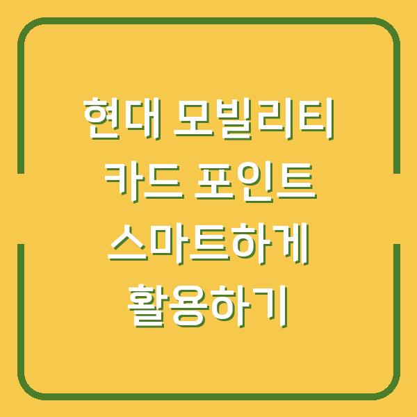 현대 모빌리티 카드 포인트 스마트하게 활용하기