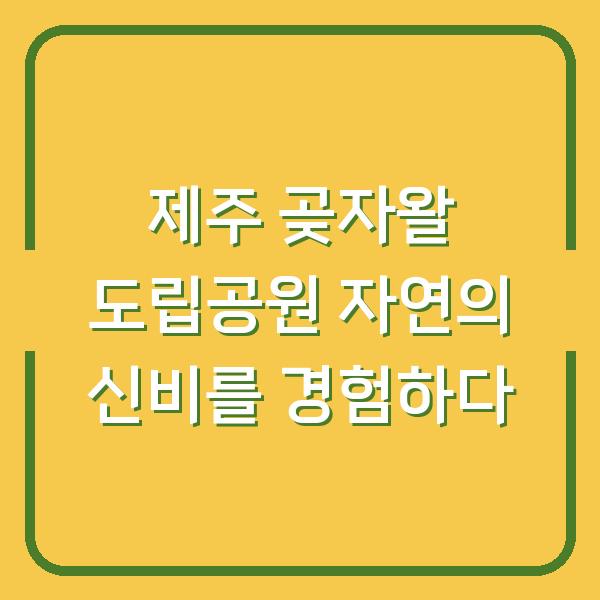 제주 곶자왈 도립공원 자연의 신비를 경험하다