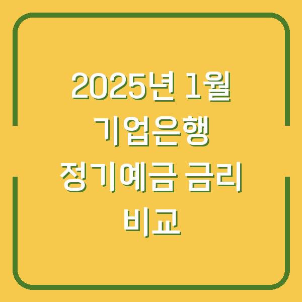 2025년 1월 기업은행 정기예금 금리 비교