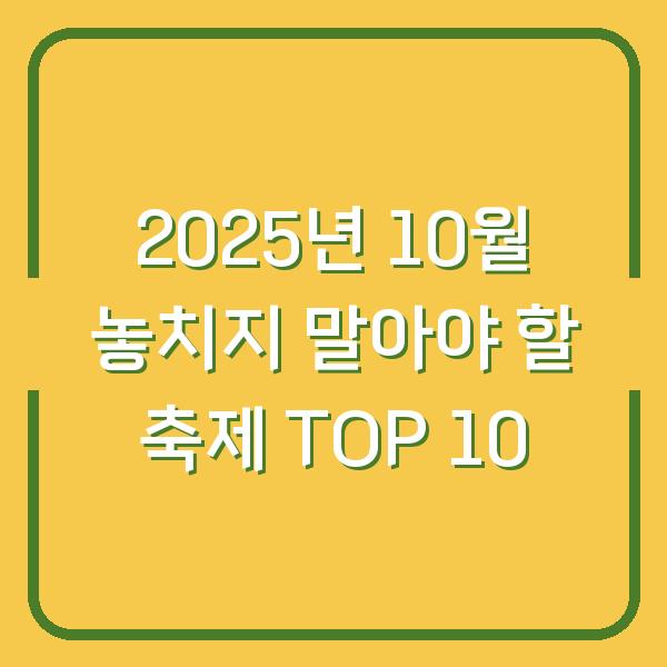 2025년 10월 놓치지 말아야 할 축제 TOP 10