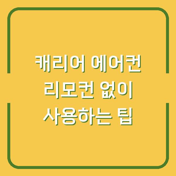 캐리어 에어컨 리모컨 없이 사용하는 팁